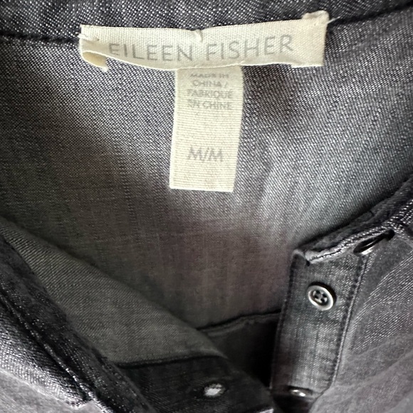 Eileen Fisher Popover linen tunic top size M charcoal grey - Picture 2 of 2